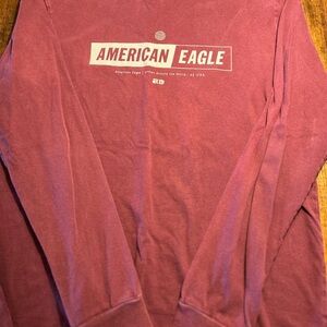 American Eagle Outfitters Men's Maroon Long Sleeve T